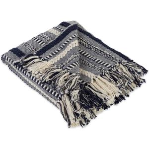 DII Braided Striped Decorative Throw Blanket, 50x60, Navy