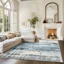 6x9 Soft Washable Area Rugs for Living Room and Bedroom, Non-Slip Stain Resistant Indoor Carpet, Cozy Floor Mat for Dining Room, Office, Under TableStain Resistant Blue