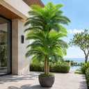 10ft Tall Triple Golden Cane Palm Artificial Tree Large Tropical Palm Tree UV Resistant Fake Plant in Pot for Indoor Outdoor Big House Living Room Outside Patio Office Home Decor 1Pack