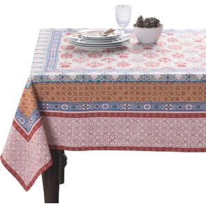 Maison d' Hermine 100% Cotton Table Cover - 60"x108" Rectangle Decorative Tablecloth - Washable Tablecloths for Dining, Home, Farmhouse & Party - Ideal for Thanksgiving & Christmas - Romane Collection