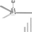 Ceiling Fans with Lights 60-in Silver Ceiling Fan with Dimmable LED Light Kit Remote Control Modern Blades Reversible DC Motor, 6-Speed, Timer