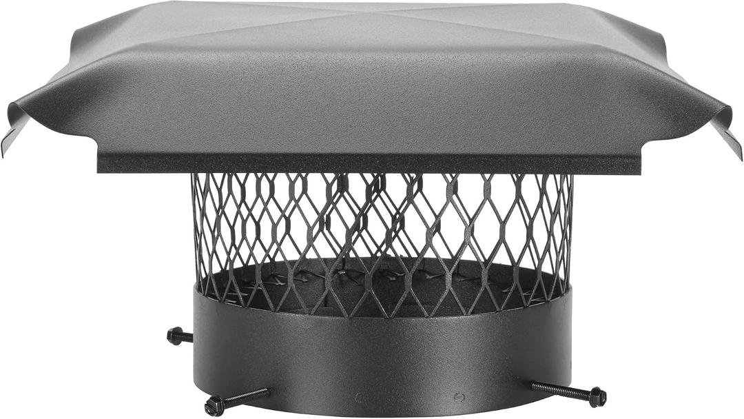 Draft King CBO8 Round Bolt On Black Galvanized Steel Single Flue Chimney Cap, 8" Diameter