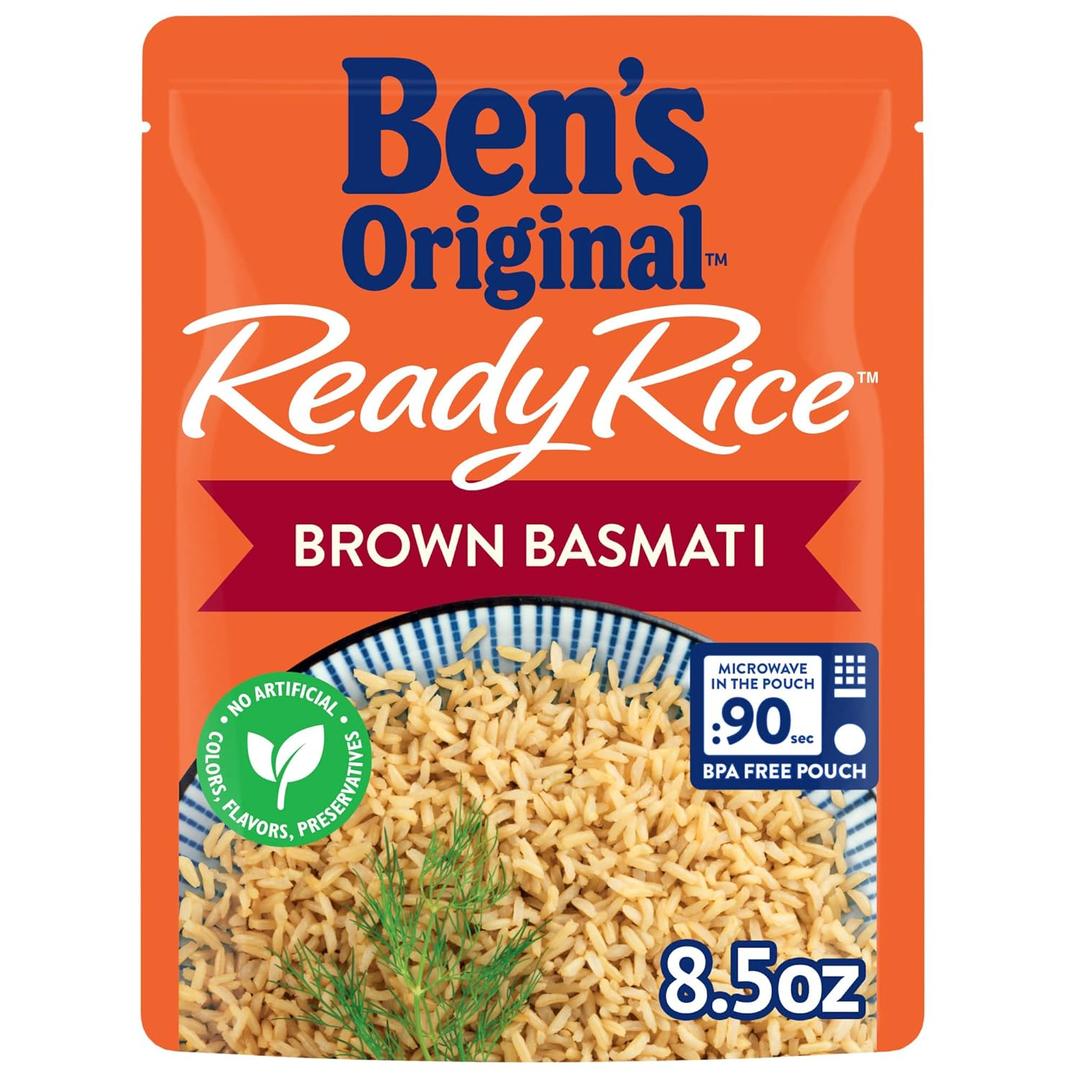 BEN'S ORIGINAL Ready Rice Brown Basmati Rice, Easy Side Dish, 8.5 oz Pouch, BB Date 01 2027