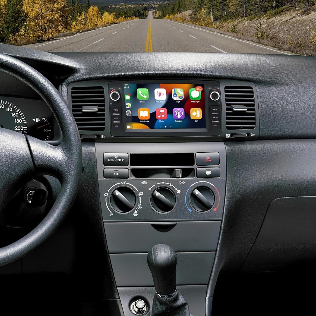7" Car Stereo Radio for Toyota Corolla 2000-2001-2002-2003-2004-2005-2006 with Wireless Carplay Android Auto Car Radio Audio Receiver GPS Navigation Camera Mirror Link SWC 4+64G