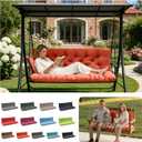 Porch Swing Cushions, Outdoor Swing Replacement Cushions 3 Seater with Backrest, Waterproof Bench Cushion with Ties,for Patio,Porch, Garden,Backyard