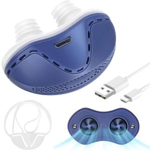 Anti Snore Device,Electric Stop Snoring Solution,Adjustable Wind Speed Breathable Anti Snoring Devices,Mini Portable Snoring Prevention for Men Women Sleep,Blue