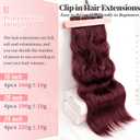 KooKaStyle Burgundy Clip in Hair Extensions for women Synthetic Heat Resistant 4PCS Thick Long Wavy Hairpieces 24 Inch