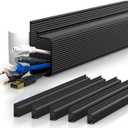 YECAYE 6x15.7in Cable Management, Cord Organizer, Cable Organizer, Adhesive Mount Cord Organizer for Desk, No-Drill Desk Wire Management for Home Office, Baby proofing, Black (94in)