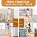 Wooden Toddler Step Stool, 2-Step Foldable Stool for Kids with Non-Slip Surface, Baby Bathroom Stool for Potty Training, Bathroom Sink, Kitchen Counter with Cute Dinosaur Design, Natural