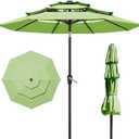 10FT Patio Umbrella 3 Tiers Outdoor Market Umbrella w/Push Button Tilt, Crank, UV and Waterproof Table Umbrella for Garden, Pool, Backyard, Deck, Lawn, Apple Green, Standard