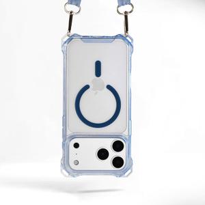 Magnetic for iPhone 17 Pro Max Crossbody Phone Case,Clear,Magnetic Soft Frame PC Back Shockproof Protective Phone Cover with Adjustable Detachable Lanyard,Compatible with MagSafe