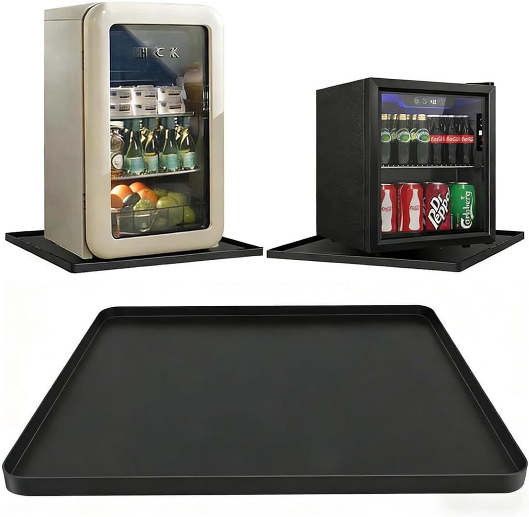 Mini Fridge Mat for Carpet Floor, Leak-Proof 24"X24"X0.6" Silicone Mini Fridge Drip Tray with High Raised Edges for Portable AC, Ice Maker, Washing Machines, Dryer