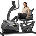 CURSOR FITNESS Recumbent Exercise Bike, Stationary Bikes for Home with Adjustable Seat, 400 LBS Capacity, 16-Level Magnetic Resistance Recumbent Exercise Bike for Home Gym Cardio Workout Training