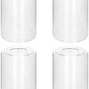 Eidonta 4 Pack Clear Glass Shade Covers Replacements, 5.5in Height, 3.5in Diameter, 1.65in Fitter, Eidonta Clear Cylinder Glass Lamp Shade Replacement Globe for Chandelier Pendant Wall Sconces