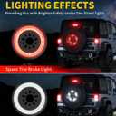 3-Side Spare Tire Brake Light for Jeep Wrangler JK JKU 2007-2018, Plug & Play 3rd Third Brake Light LED Wheel Light with Large Lighting Surface, Red Brake + White Reverse Dual Function