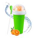 Slushy Cup & Slushy Maker, Portable Smoothie Slushie Squeeze Cup for Juices, Milk and Ice Cream Make, Double Layers Silica with Lid & Straw for Kids, Friends & Family (GREEN, STANDARD SIZE)