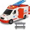 ArtCreativity Ambulance Toy Truck for Kids, Lights & Siren, Friction-Powered 1/16 Scale Rescue Toy Ambulance, Emergency Vehicle Ambulance Toys for Kids 3-8 with Removable Stretcher, Doors Open