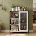 27.5'' Mini Coffee Bar Cabinet with Storage, 3-Tier White Corner Bar Cabinet for Tea, Small Wine Bar Table, Buffet Sideboard Cabinet for Dining Room, Farmhouse Coffee Station for Wine, 27.5 x 11.8 x 31.5 inches