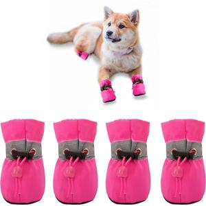YAODHAOD Dog Shoes for Small Dogs, Puppy Dog Boots & Paw Protector for Winter Snowy Days, Anti-Slip Sole Dog Booties for Indoor Hardwood Floor 4PCS (Pink, Size: 5)