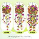 Artificial Fake Hanging Flowers Plants for Outdoor Spring Summer Decoration, 4pcs Faux Silk Realistic UV Sun Resistant Daisy for Outside Porch Patio Window Box Yard Home Decor (Colorful Mix)