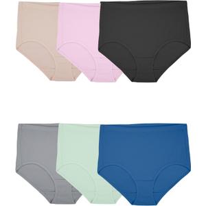 Fruit of the Loom Women's Breathable Underwear, Moisture Wicking Keeps You Cool & Comfortable, 8, Cotton Mesh - Brief - 6 Pack - Colors May Vary