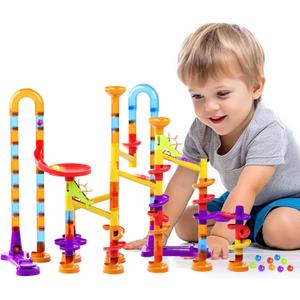 ZOZOPLAY 93Pcs STEM Marble Run Building Blocks, Colorful Track Pipe Blocks and Plastic Marbles, Creative Construction Toys for Ages 3+, Christmas & Birthday Gift Choice, Kindergarten & Daycare Toys