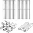 Stainless Steel Grill Grates with 66032 Flavorizer Bars for Weber Genesis II Grill Parts GS4,66095 Cooking Grates 66795 Heat Deflector Replacement Parts for Weber Genesis ii E-310 E-315 S-335