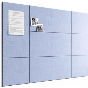 Bumusty Large Cork Board 48" x 36" Alternative - 12 Pack Felt Wall Tiles with 70 Safe Removable Adhesive Tabs, 30 Pushpins, Cork Boards for Walls Bulletin Board Office Decor (Soft Periwinkle), Solid tile 12-pack