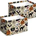 Halloween Basket with Handles Spooky Boo Basket Stuffers for Women Girls Boyfriend Mens Large Collapsible Storage Container for Shelves Home Office Toys (3)