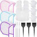 Boao 3 Sets Highlight Cap Sets, Highlighting Caps for Hair, Dye Bleach Cap With Hole And Hook, Dye Kit for Hair Frosting, Highlighting, Color Accessories (Assorted Colors)