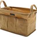 Tool Pouch, Heavy Duty 16oz Waxed Canvas Tool Bag, Rectangle Foldable Open Top Tool Bags with Handles, 7 Pockets | 13.8 x 7.8 x 7.8 Inches