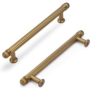 HARPOON 5 Pack Kitchen Cabinet Handles,Vintage Cabinet Bar Pulls,Drawer Handles Classic Home Hardware,5 inch 128mm Hole Center Champagne Bronze