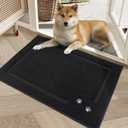 BEQHAUSE Dog Door Mat for Muddy Paws 20"x32" Dirt Trapper Absorbent Doormat Non Slip Entryway Rugs Washable Stain Resistant Welcome Floor Mat Soft Low-Profile for Front Back Door, Black (1'8" x 2'8" (Rectangular))