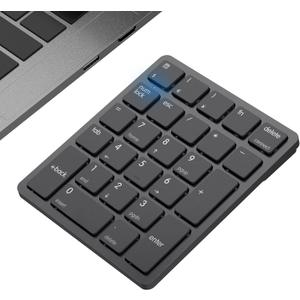 havit Bluetooth Number Pad Wireless Numeric Keypad Numpad 26 Keys Portable Mini Financial Accounting Rechargeable Numeric Pad for Windows Laptop Desktop, PC, Notebook (Black)