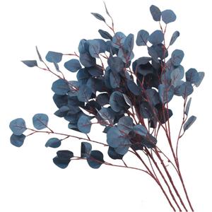 XZJMY 4 Pack Artificial Eucalyptus Stems Leaves 95cm Long Faux Eucalyptus Branches,Artificial Flowers Greenery for Home Decor Flower Arrangement Wedding Party Table Centerpiece (Navy Blue)