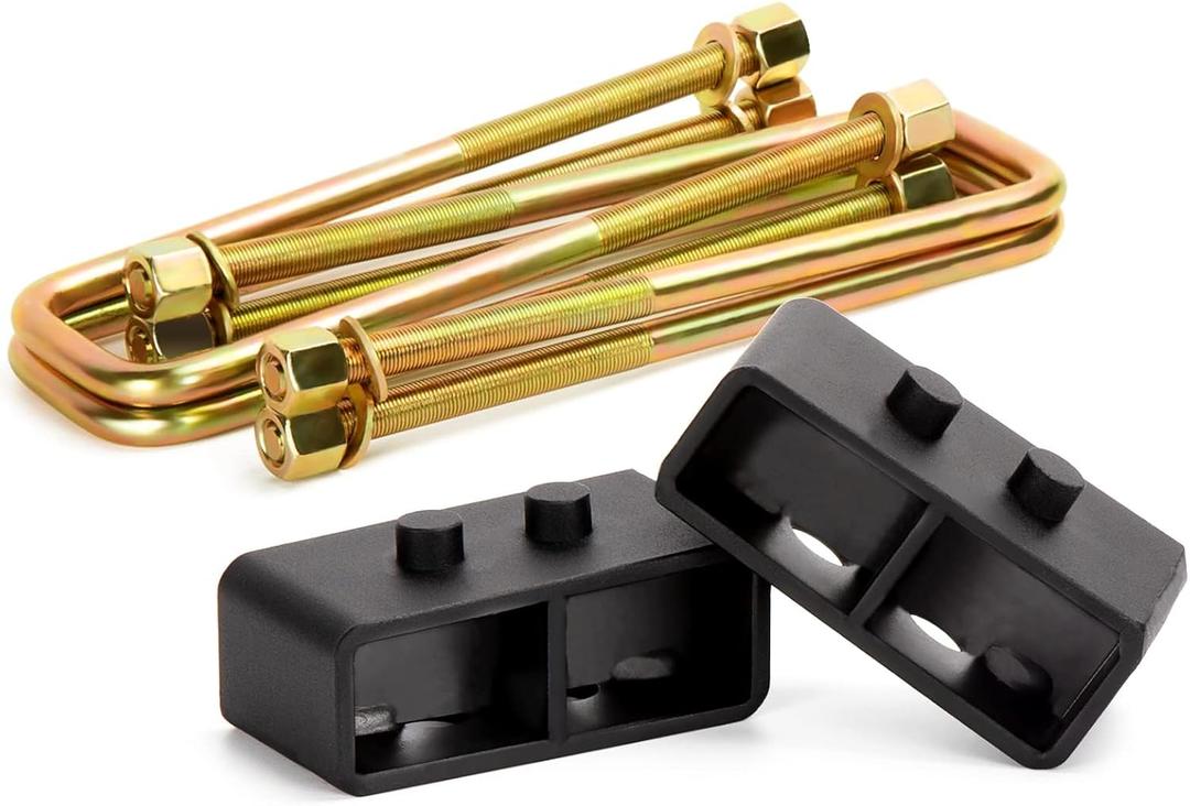 KSP 2" Lift Block for F150 2004-2020, 2inch Rear Leveling Lift Kits with Extra Long Square U Bolts and Cross Block Compatible with f150 2WD 4WD Leaf Spring Axle,Replace for Factory/Stock Blocks