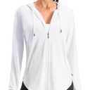 G Gradual Women's Sun Protection Jackets Lightweight Zip Up Hoodies | 4 Pockets, UPF 50+, Curved Hem, Drawstring, Long sleeves, Thumb Hole, Sun Shirt, Hiking, Beach, Athletic, Workout (White, XL)