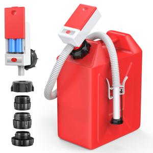 Automatic Fuel Transfer Pump with Auto Stop Sensor Overfill Protection, Fast and Safe Portable Gas Can Pump with 3 Can Adapters & 51'' Extra Long Hose for Oil, Diesel, Gasoline (Red)
