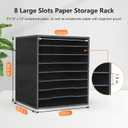 Krafetto 2 Pack Scrapbook Paper Storage Organizer Rack for Holding 12 x 12 Paper Storage Pouch, 8 Large Slots Desktop Papers Organizer Holder, File Sorter for Home Office School, Black