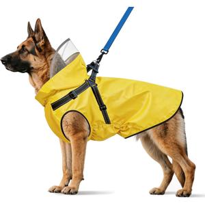 Dog Raincoat: Dog Rain Jacket with Reflective Harness & Removable Hood | Waterproof Dogs Rain Coat Poncho for Dogs (Yellow - XXL)