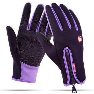 Winter Gloves Touch Screen Warm Gloves Cold Weather Windproof Cycling Driving Riding Bike Telefingers Thermal Gloves Non-Slip Silicone Gel Adjustable Full Finger Mittens (Medium, Purple)