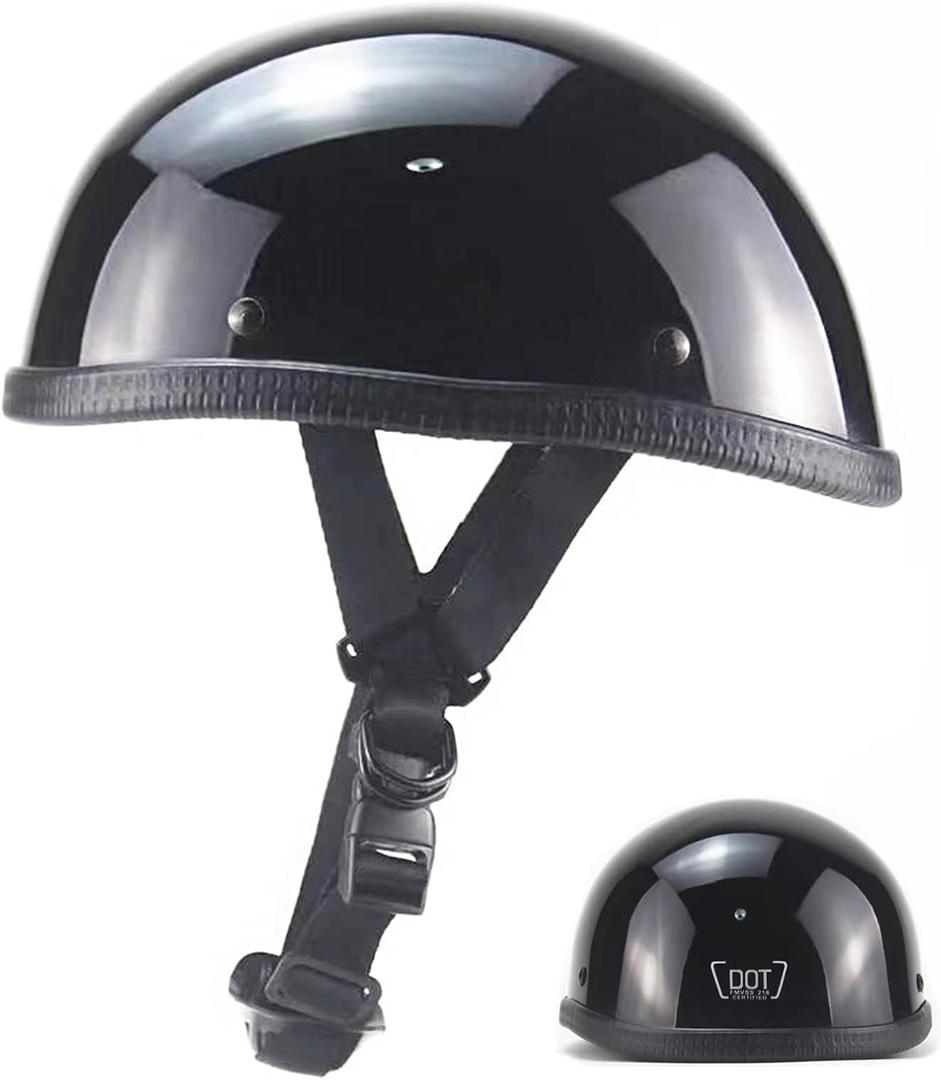 Motorcycle Half Helmet, DOT Approved Adult Men Women Retro Open Face Helmets, Helmet for Adults, Half Shell Helmet (Medium, Black)