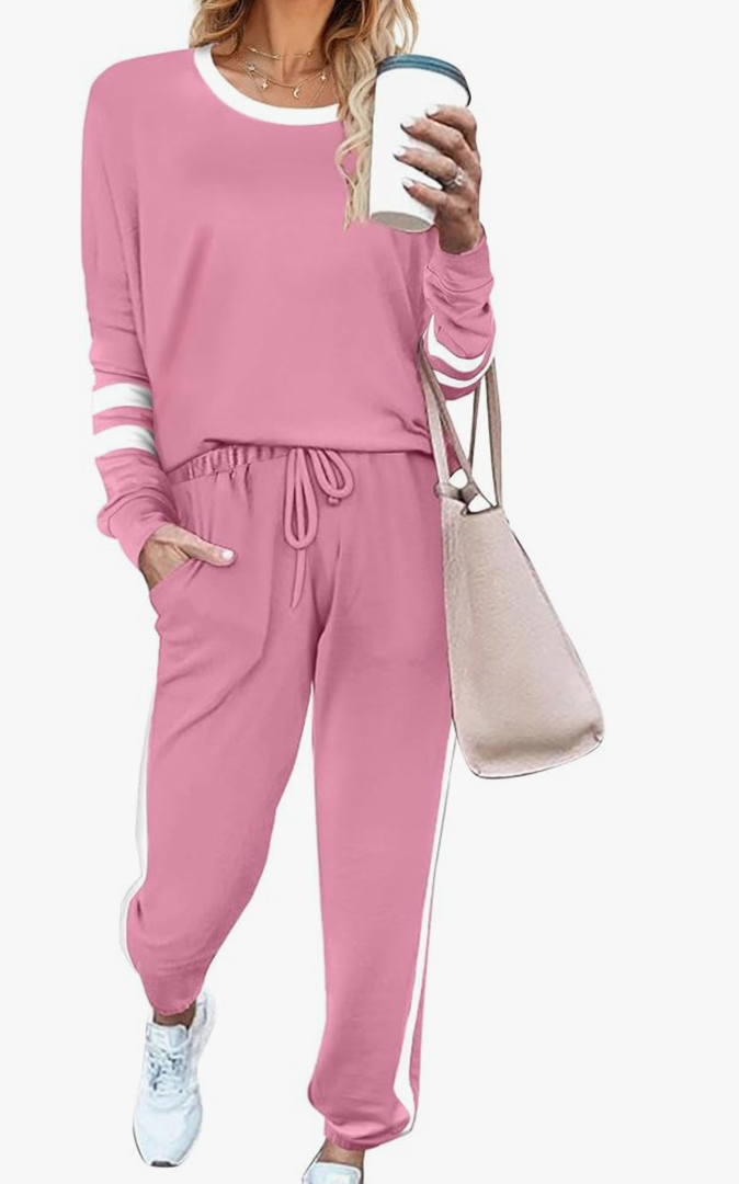 Aloodor Sweatsuit for Women 2 Piece Outfits for Womens Crewneck Sweatshirts Pullover. Size XL