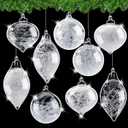 Syhood 9 Pcs Clear Glass Christmas Ornaments Ball Blown Clear Glass Ball Ornaments Christmas Tree Hanging Decorations with Finial for Xmas Tree Holiday Gift Home Winter