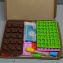 117Pcs Silicone Gummy Bear Molds Kit with 100 Wrappers, 5 Recipe Cards, 4 Droppers & 2 Brushes,Non-Stick Candy Mold for DIY Chocolate, Gummy Bears, Party Favors (Dinosaur, Bear, Fruits, Donut Shapes)