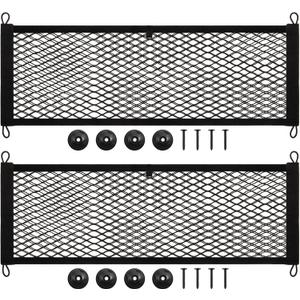 Frienda 2 Pieces Stretchable Small Cargo Net Pocket Storage Mesh Net Elastic Automotive Storage Pouch with 8 Pieces Mounting Screws and Hooks for Truck Car SUV Boats(29 x 9.8 Inches)