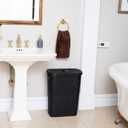 Mind Reader Slim Laundry Hamper with Lid, 40L Clothes Basket, Narrow Tapered Design with Ventilated Cutout Pattern, Plastic, Black