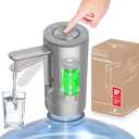 Universal Water-Bottle Pump Dispenser 5-Gallon: KitchenBoss Foldable Automatic Water Bottle Pump, Portable Electric Drinking Water Pump USB Charging 1-5 Gallon Water Bottle Switch, Silver