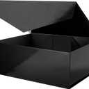 19.2x15.8x7 Inches, Extra Large Gift Box with Lid, Groomsman Proposal Box with Magnetic Closure, Giant Gift Box for Clothes and Large Gifts (Glossy Black), 1 Count