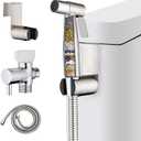 Handheld Bidet Sprayer with 2 Replacement Filters for Toilet, Muslim Shower for Feminine Wash & Cloth Diaper Washer, Stainless Steel Adjustable Water Pressure with Bidet 4ft Hose Set, Brushed Nickel